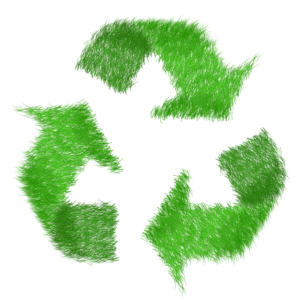 Fuzzy green grass recycling symbol