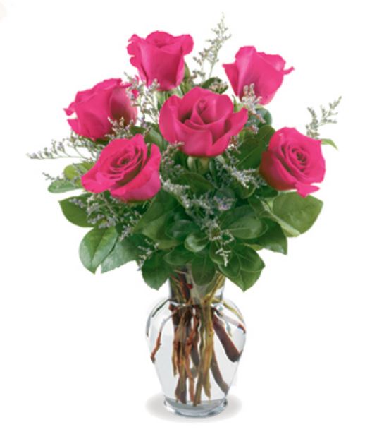 Fancy Half Dozen Pink Roses #P0507 Valentines Day Flowers for Delivery