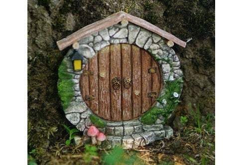 Enchanted Fairy Double Door Stone Front w/oak planks Garden Fantasy Collection 