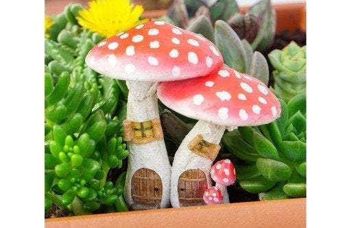 Cute Red Mushroom Fairy House, Fairy Garden, Fairy Home, Fairy Cottage- Best Fairy Garden Houses for Sale