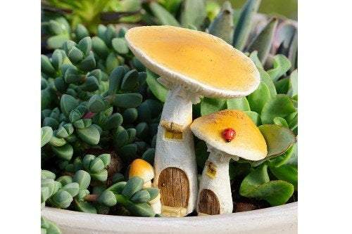 Cute Yellow Mushroom Fairy House, Fairy Garden, Fairy Home, Fairy Cottage - Best Fairy Garden Houses for Sale
