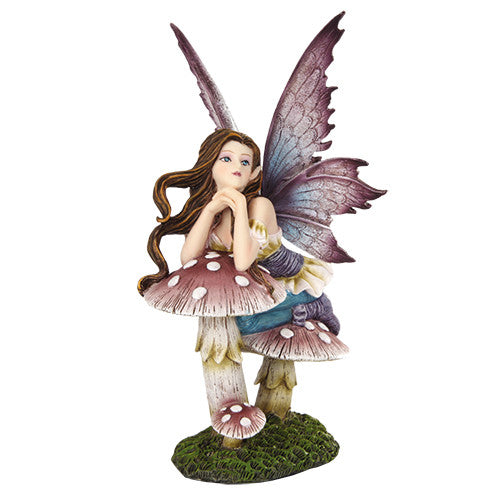 Daydreaming Fairy, Fairy Garden Fairy, Fairy On Mushroom ­- Realistic Fairy Figurines for Fairy Gardens Realistic Fairy Figurines for Fairy Gardens