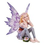 Fairy Ava, Fairy Garden Fairy, Purple Fairy, Sitting Fairy - Realistic Fairy Figurines for Fairy Gardens Thumbnail