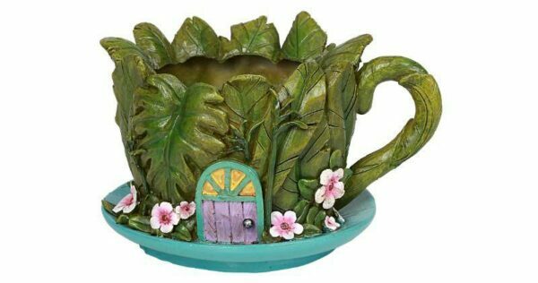 Floral Fairy Door Teacup Planter, Fairy Garden Teacup, Mini Teacup - Best Fairy Garden Houses for Sale