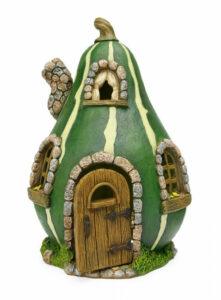 Green Striped Gourd House, Fairy Garden House, Mini Cottage, Fairy Home - Best Fairy Garden Houses for Sale