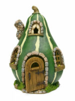 Green Striped Gourd House, Fairy Garden House, Mini Cottage, Fairy Home - Best Fairy Garden Houses for Sale Thumbnail