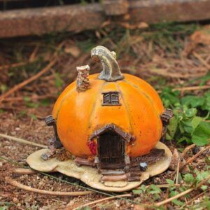 Orange Pumpkin Fairy House, Fairy Garden, Fairy Home, Mini Cottage - Best Fairy Garden Houses for Sale Thumbnail