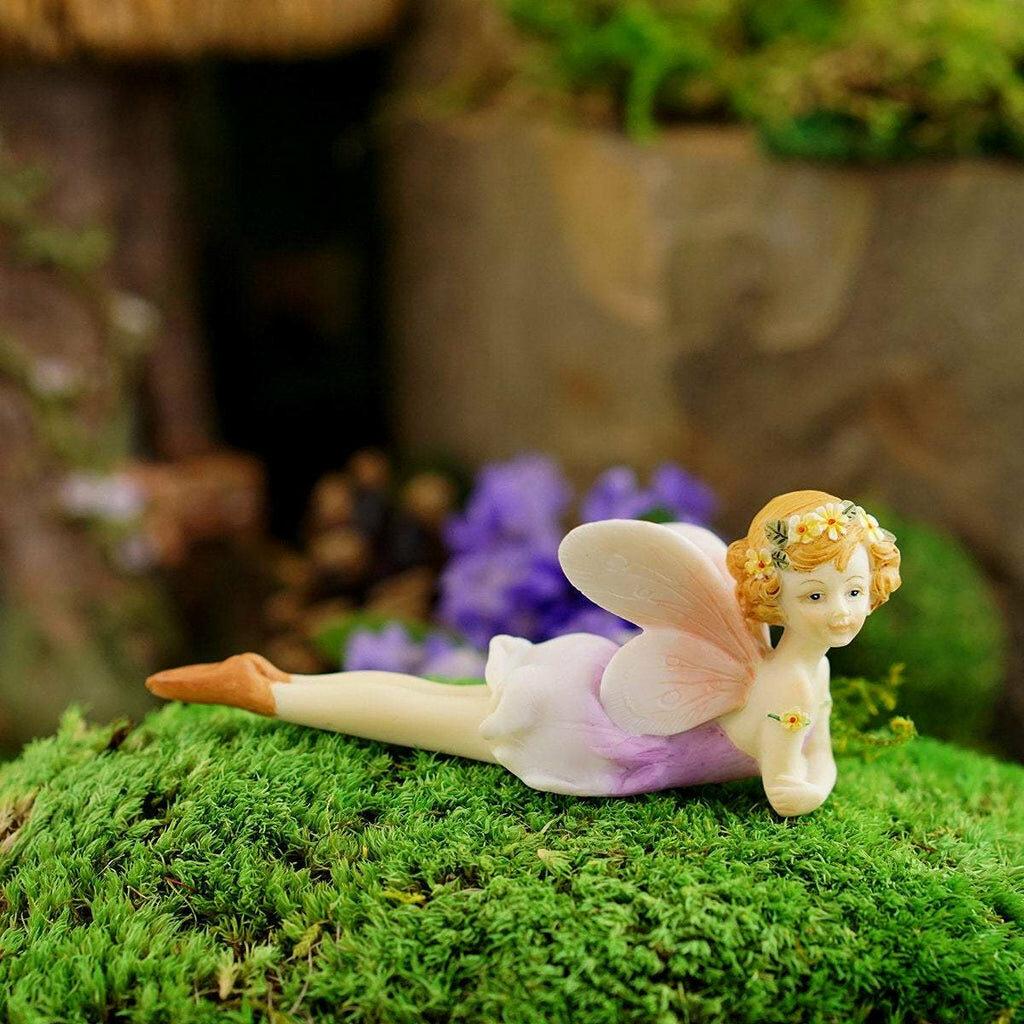 Resting Flower Fairy, Fairy Garden, Sleeping Fairy, Mini Fairy, Garden Fairy - Realistic Fairy Figurines For Fairy Gardens