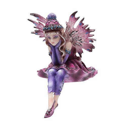 Sitting Fairy Finley, Fairy Garden Fairy, Purple Fairy - Realistic Fairy Figurines for Fairy Gardens Realistic Fairy Figurines for Fairy Gardens