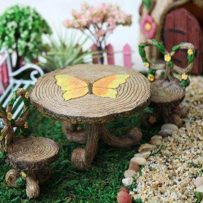 Butterfly Table & Chairs 2 - Fairy Garden Furniture