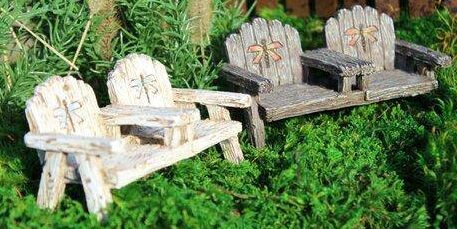 Dragonfly Chair with Table - Brown, Fairy Garden Chair, Mini Chairs, Dollhouse Chairs - Fairy Garden Furniture Thumbnail