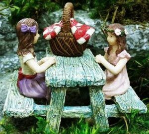 Fairy Picnic Time, Fairy Garden Picnic, Fairy Girls, Fairies Eating - Fairy Garden Furniture Fairy Picnic Time, Fairy Garden Picnic, Fairy Girls, Fairies Eating - Fairy Garden Furniture