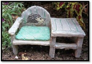 Mini Chair and Table, Fairy Garden Chair, Porcupine Chair - Fairy Garden Furniture Mini Chair and Table, Fairy Garden Chair, Porcupine Chair - Fairy Garden Furniture