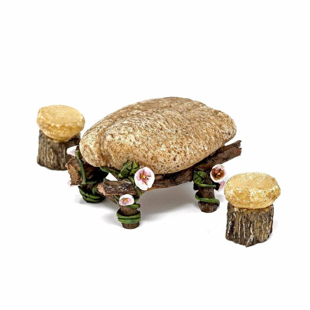 Mini Stone Table and Chairs Set, Fairy Garden Table And Chairs, Dollhouse Table And Cahirs, Mini Bistro, Miniature Bistro, Fairy Garden - Fairy Garden Furniture
