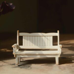  Mini White Patio Bench, Miniature Bench, Fairy Garden Bench - Fairy Garden Furniture