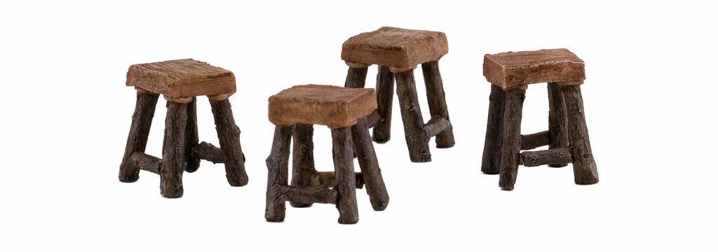 Mini Wood Stools - Set of 4, Fairy Garden Stools, Mini Stools - Fairy Garden Furniture Thumbnail