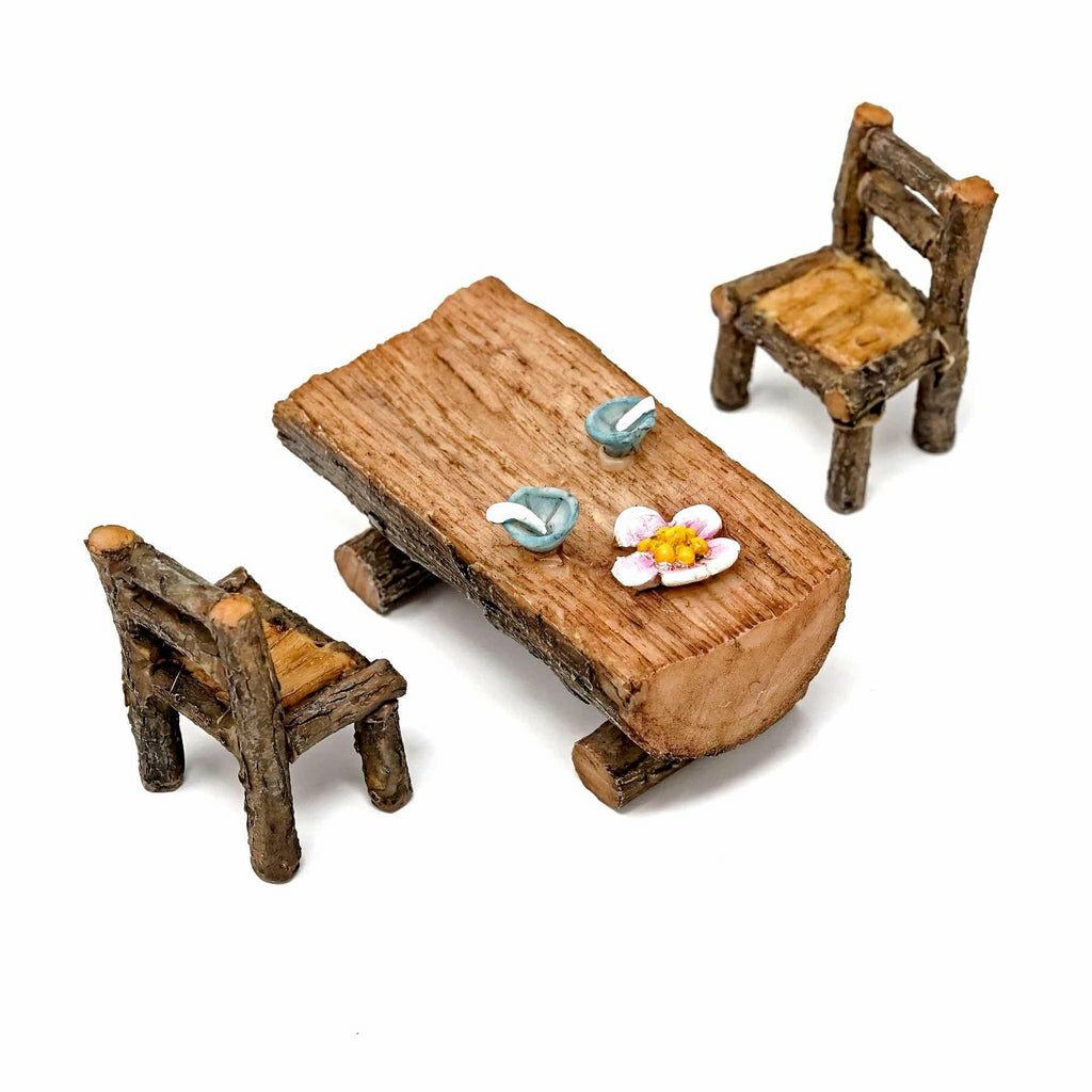 Mini Wooden Table and Chairs Set, Fairy Garden, Fairy Table, Fairy Chairs - Fairy Garden Furniture