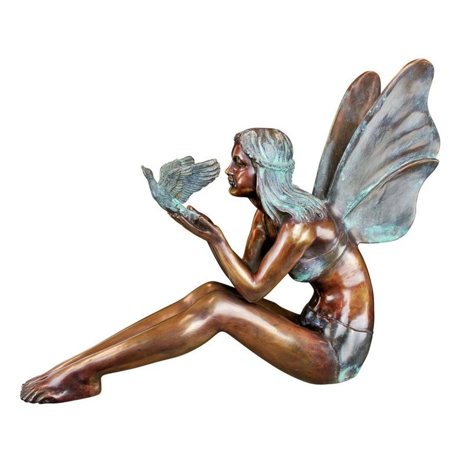 Bronze Fairy Garden Statues Bird Fairy Cast Bronze Garden Statue Large_3