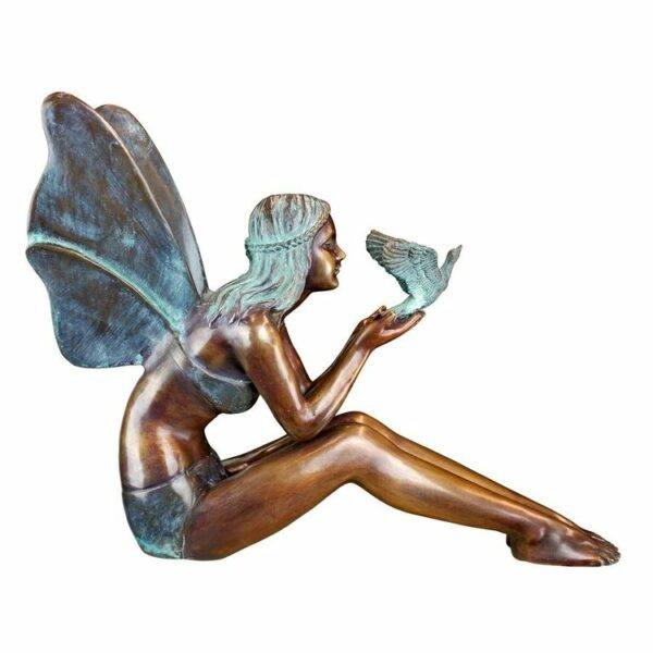 Bronze Fairy Garden Statues Bird Fairy Cast Bronze Garden Statue Large_5