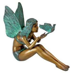Bronze Fairy Garden Statues Bird Fairy Cast Bronze Garden Statue Medium_1