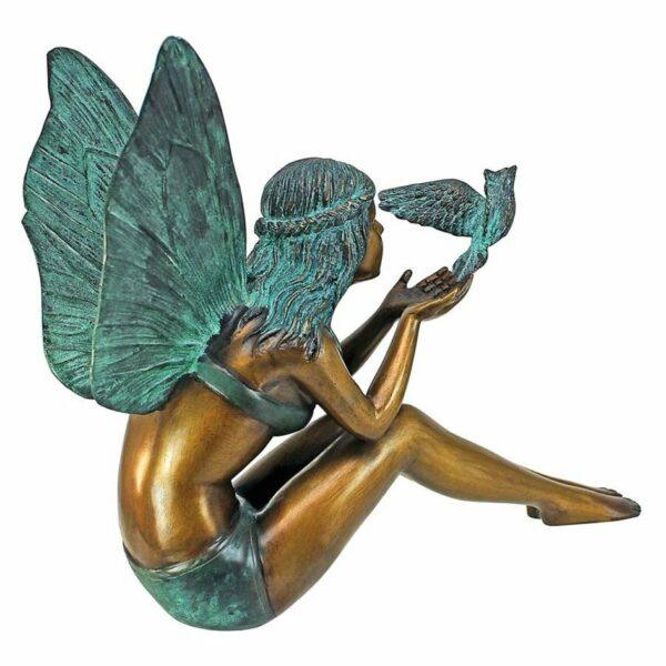 Bronze Fairy Garden Statues Bird Fairy Cast Bronze Garden Statue Medium_3