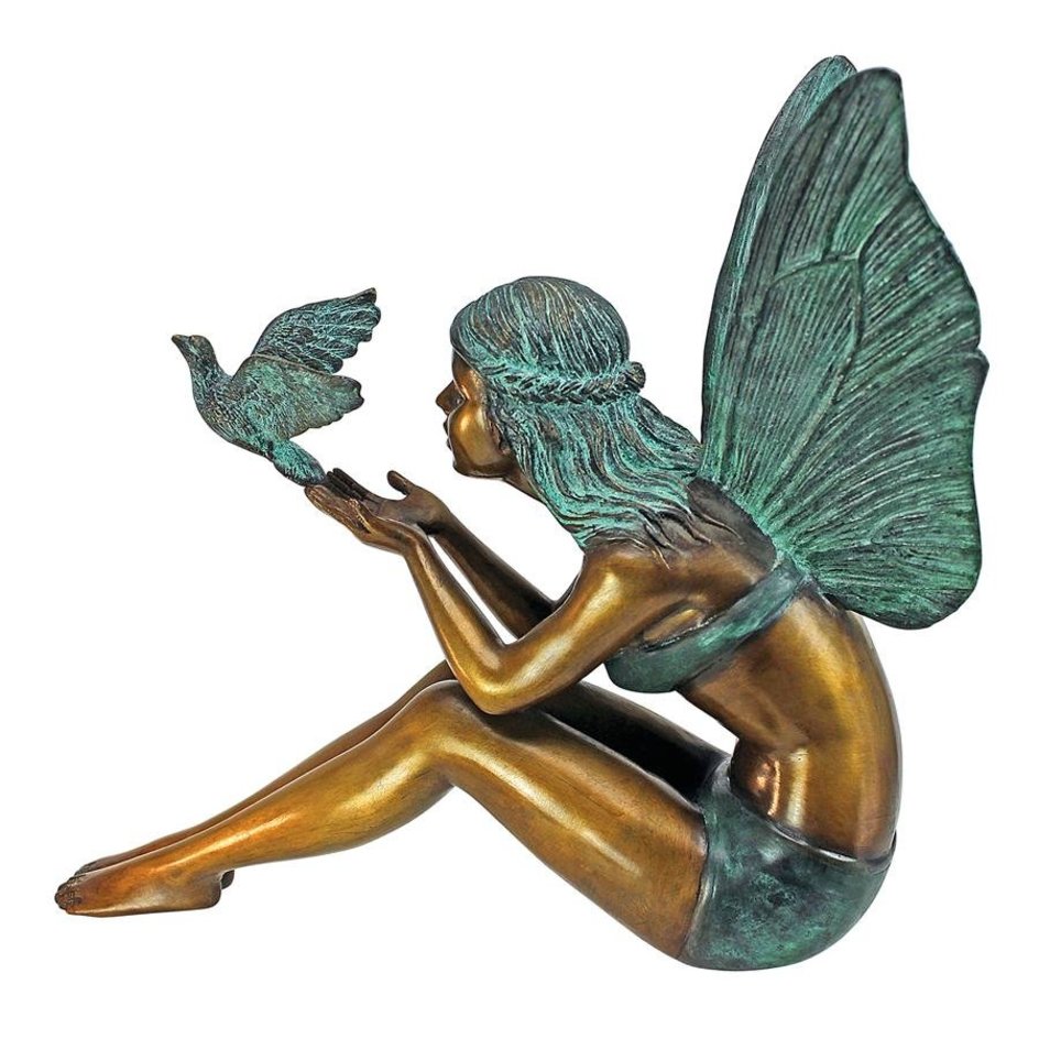 Bronze Fairy Garden Statues Bird Fairy Cast Bronze Garden Statue Medium_5