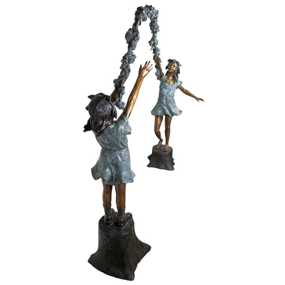 Bronze Fairy Garden Statues Grand Scale Flower Arbor Kids Cast Bronze Garden Statue_2