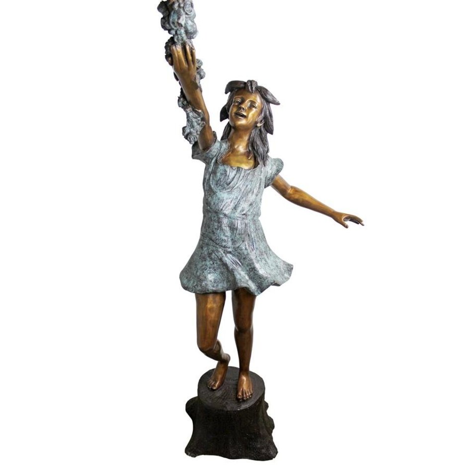 Bronze Fairy Garden Statues Grand Scale Flower Arbor Kids Cast Bronze Garden Statue_3