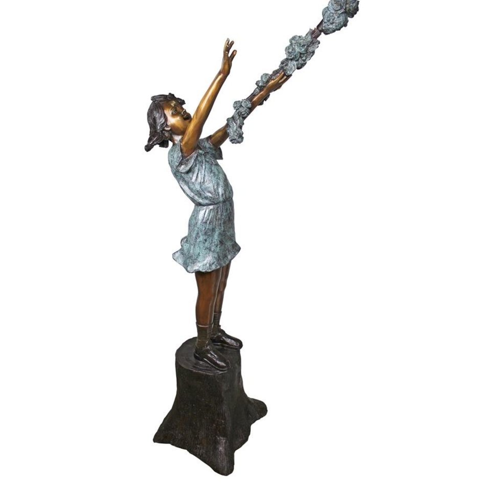 Bronze Fairy Garden Statues Grand Scale Flower Arbor Kids Cast Bronze Garden Statue_4