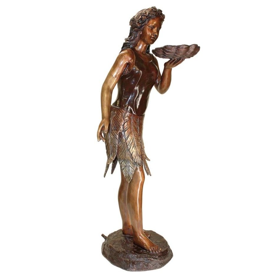 Bronze Fairy Garden Statues Leaf Maiden Cast Bronze Garden Statue_1