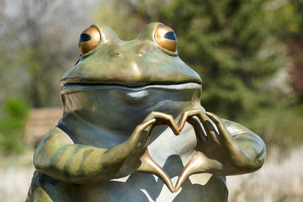 Image by Janet Meyer from Pixabay Frog making hand heart statue