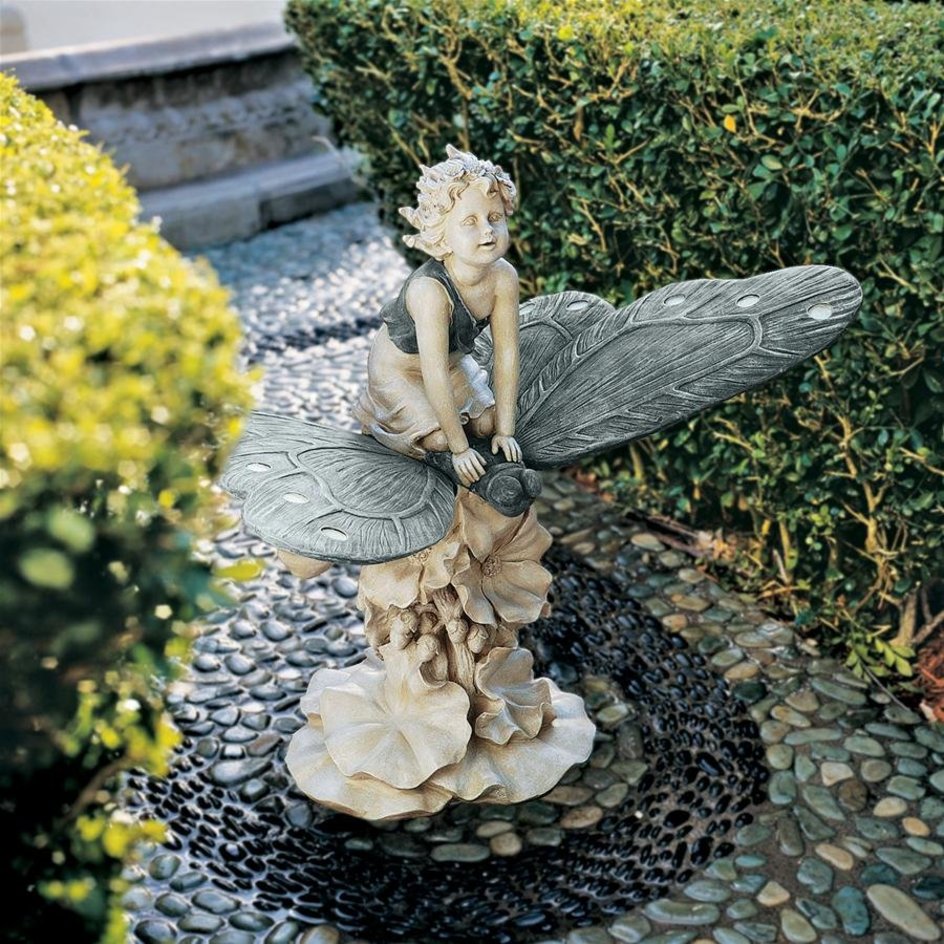 Outdoor Fairy Garden Statues A Fairy's Wondrous Butterfly Ride Statue_1