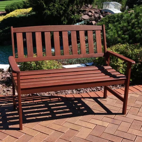 Meranti Wood 2-Seat Bench 1 outdoor garden bench