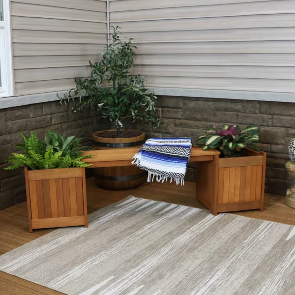 Meranti Wood Outdoor Planter Box Bench 1 outdoor garden bench